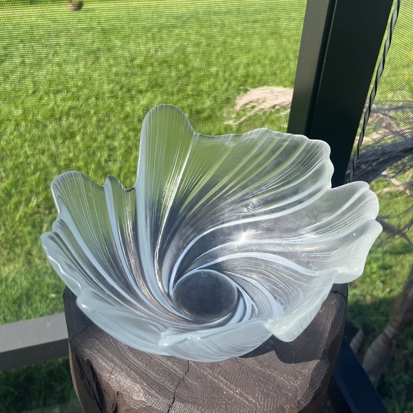 Vintage Mikasa SPUN SILK 10 1/2”Crystal Bowl~Frosted Swirl Sculpted Art~Germany - Picture 6 of 12